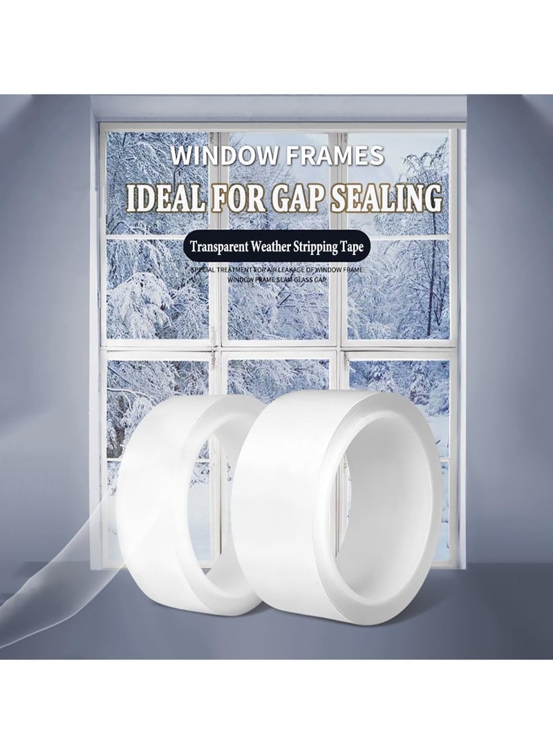 Excefore Transparent Window Weather Sealing Tape Clear Window Draft Isolation Sealing Film Tape for Door Draft Stopper Adhesive Tape Doors Windows and Shower Glass Gaps 100 cm X 5cm  - Image 5