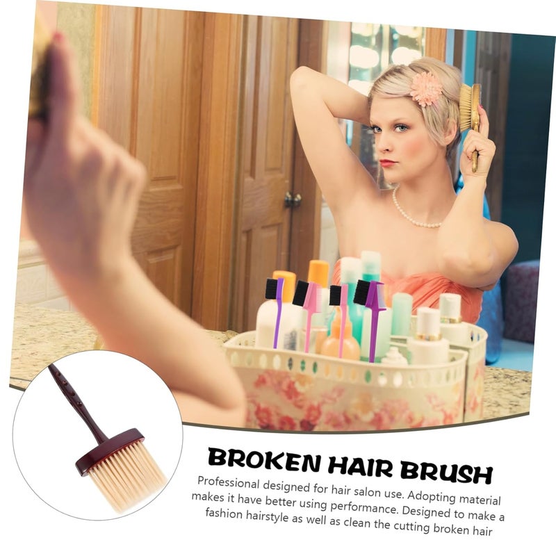 فرشاة تنظيف غبار الرقبة للحلاقين بمقبض طويل، أداة تنظيف كنس الشعر في الصالون باللون الأحمر البني - Image 3