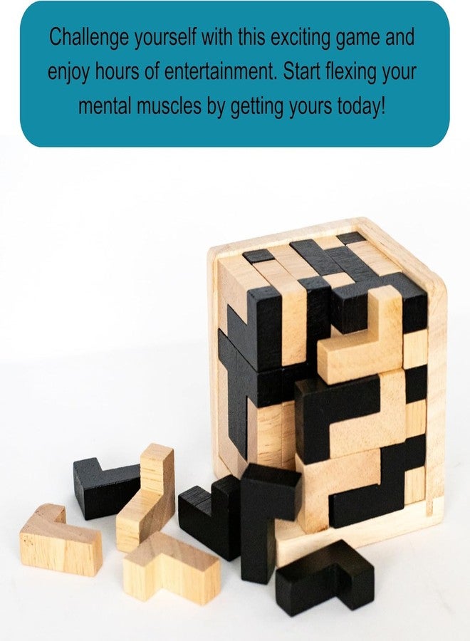 VALUEVIBES Wooden Brain Teaser Puzzle Cube - 3D T&L Shaped Tetris Blocks | Geometric Intellectual Jigsaw Educational Toy for Kids & Adults | Mind-Challenging Wooden Puzzle Game (L-Shaped) - Image 2