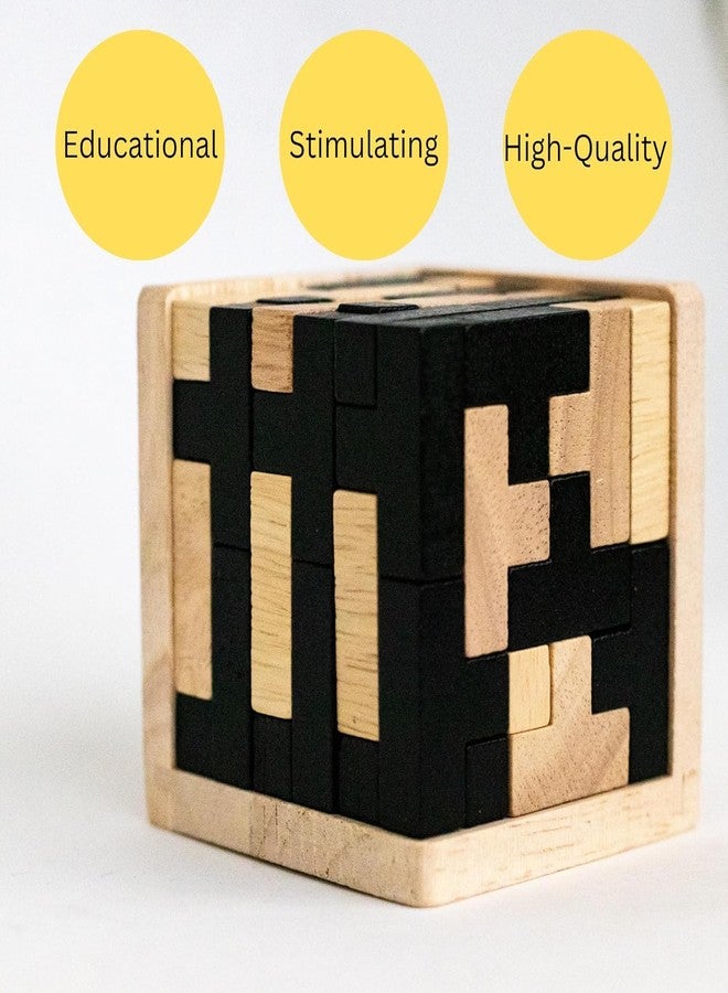 VALUEVIBES Wooden Brain Teaser Puzzle Cube - 3D T&L Shaped Tetris Blocks | Geometric Intellectual Jigsaw Educational Toy for Kids & Adults | Mind-Challenging Wooden Puzzle Game (L-Shaped) - Image 5