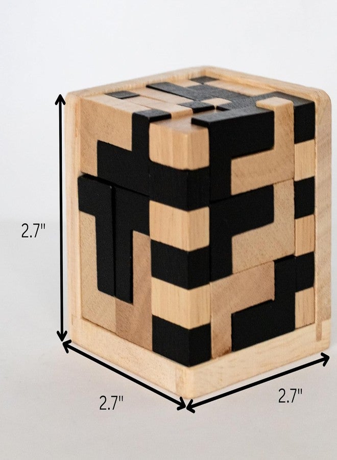 VALUEVIBES Wooden Brain Teaser Puzzle Cube - 3D T&L Shaped Tetris Blocks | Geometric Intellectual Jigsaw Educational Toy for Kids & Adults | Mind-Challenging Wooden Puzzle Game (L-Shaped) - Image 3