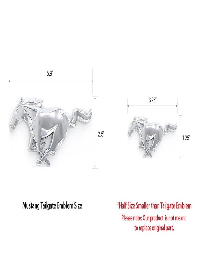 Ford Official Ford Product. Mustang Pony Logo Emblem. Industrial Strength 3M Adhesive Backing. 3 1/4" Long. (Chrome) - Image 2