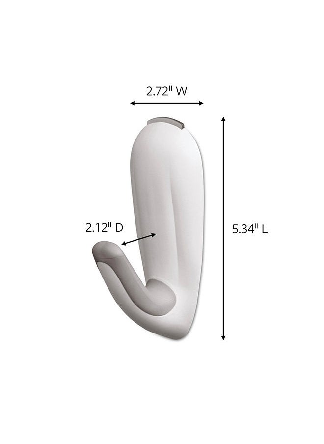 Command - Command 17600B-ES Bathroom Hook with Water-Resistant Strips, Large, Holds 3.4 Kg. each hook, white color. 1 hook and 2 strips/pack - Image 1