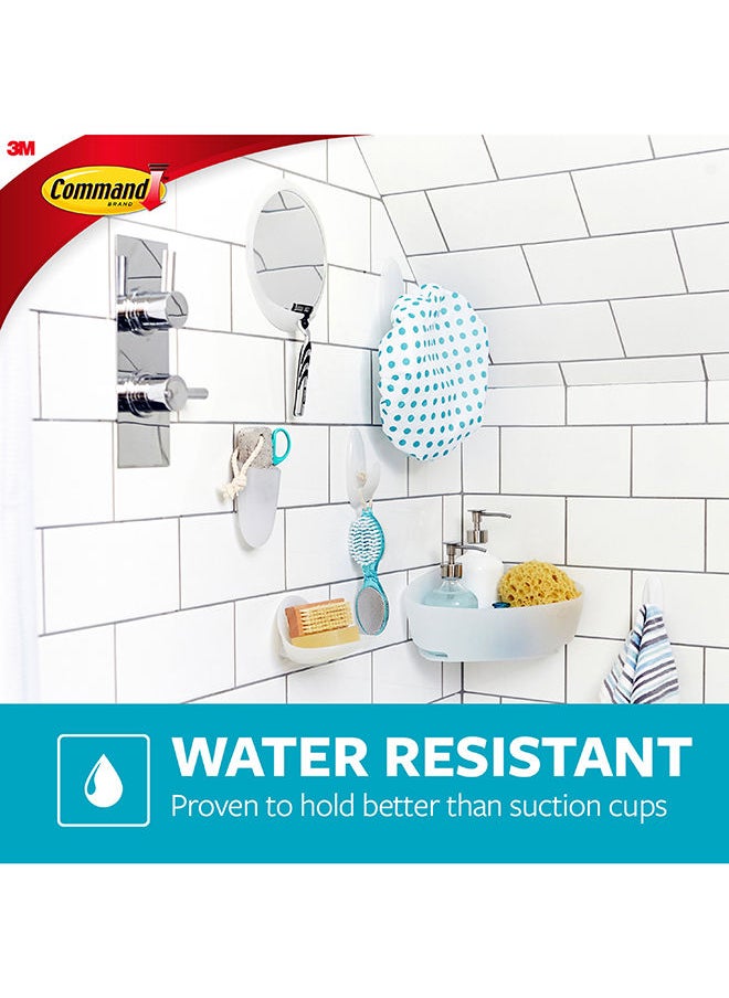 Command - Command 17600B-ES Bathroom Hook with Water-Resistant Strips, Large, Holds 3.4 Kg. each hook, white color. 1 hook and 2 strips/pack - Image 1