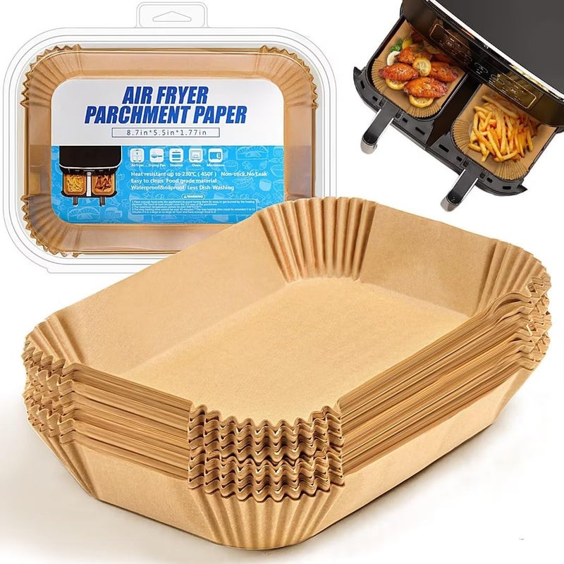 Air Fryer Liners Disposable for Ninja Airfryer 125pcs 87x55 Rectangle Parchment Paper for Air Fryer Dual Basket Ninja DZ201 DZ401 Foodi 8Qt and Above Air Fryer liner Accessories