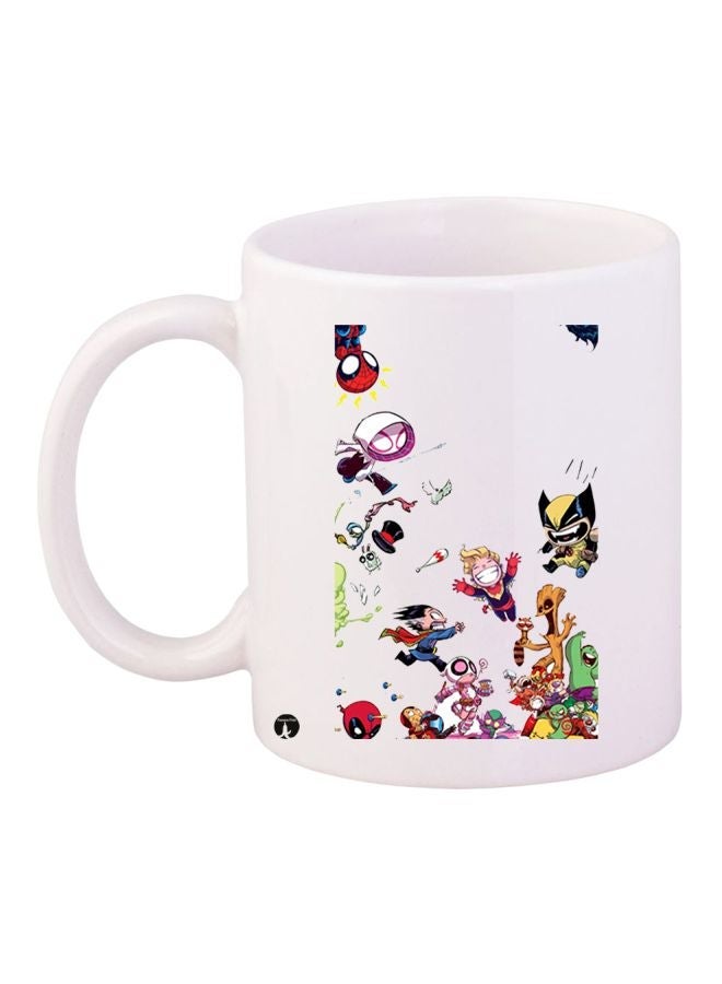 Cartoon Printed Coffee Mug White/Red/Blue 11ounce