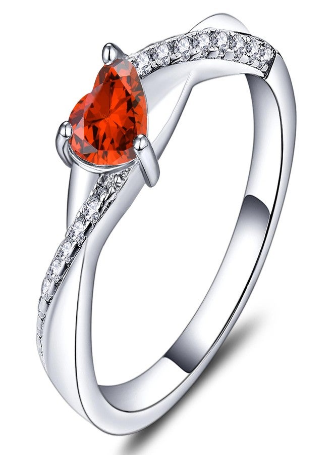 YL 925 Sterling Silver Engagement Rings 5MM Heart Cut Created Garnet Infinity Ring for Women-size7 - Image 1