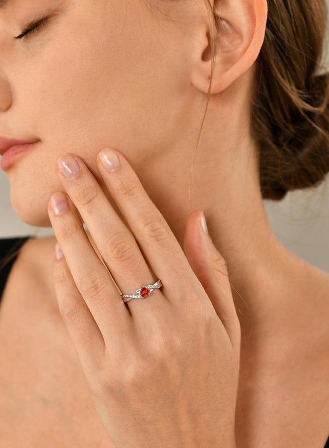 YL 925 Sterling Silver Engagement Rings 5MM Heart Cut Created Garnet Infinity Ring for Women-size7 - Image 3