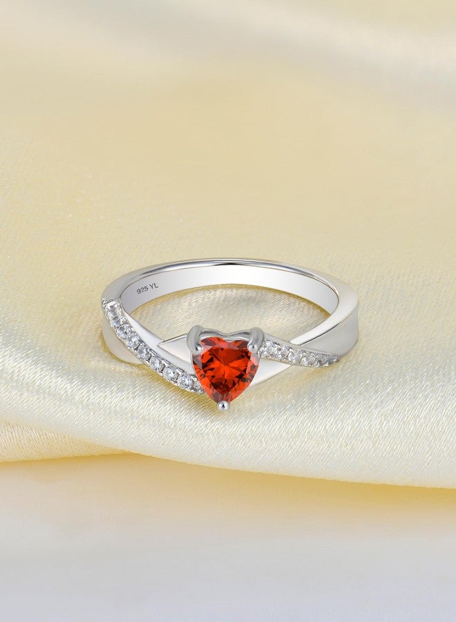 YL 925 Sterling Silver Engagement Rings 5MM Heart Cut Created Garnet Infinity Ring for Women-size7 - Image 5
