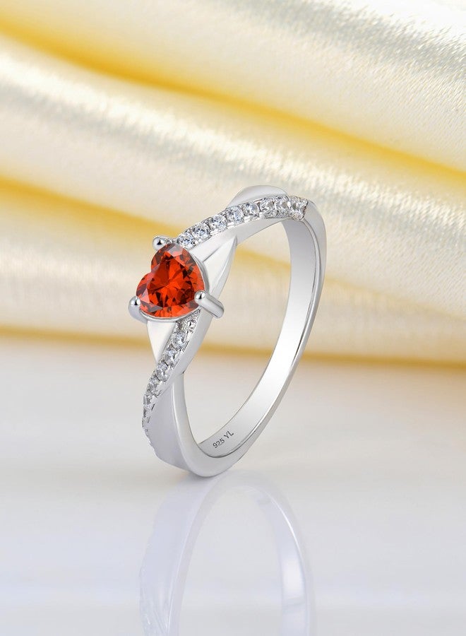 YL 925 Sterling Silver Engagement Rings 5MM Heart Cut Created Garnet Infinity Ring for Women-size7 - Image 4