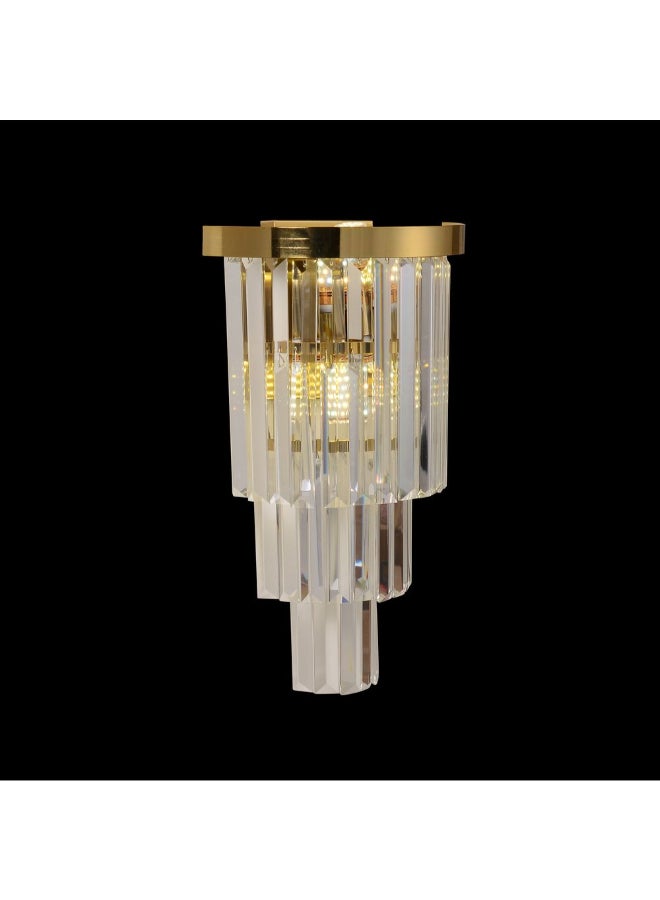 DANUBE HOME Aura Crystal Wall Lamp 36cm Contemporary Indoor Wall Lamps Wall Mounted Lanterns E14 Bulb Base Modern Design Indoor Lighting For Bedroom Dining Living Room L30xW30xH40cm-Chrome - Image 3