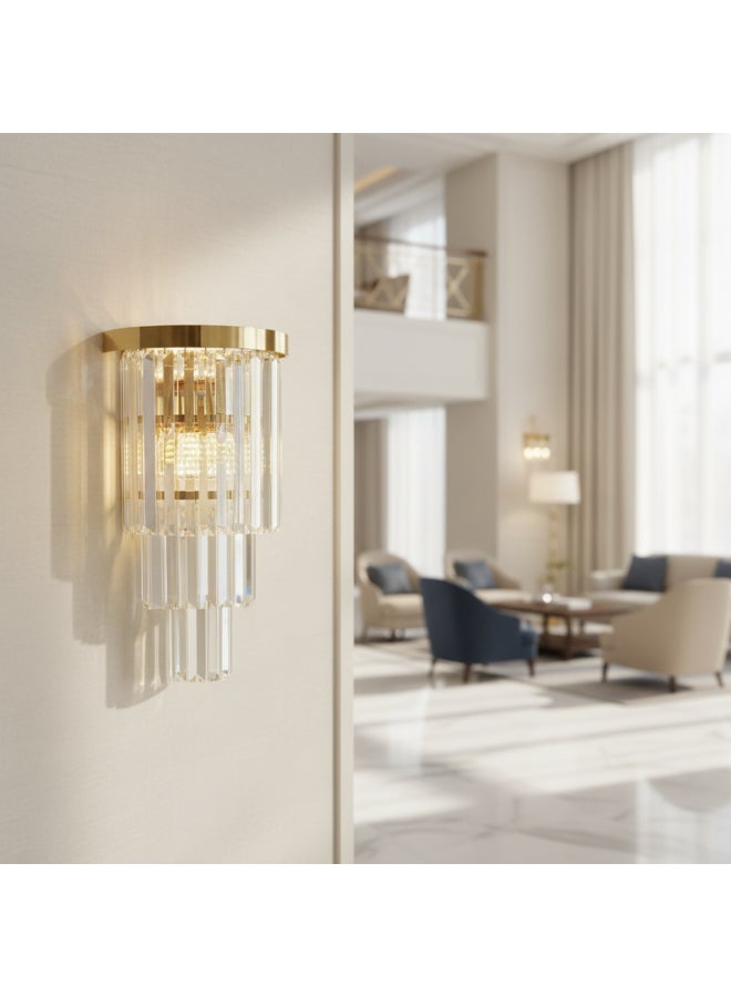 DANUBE HOME Aura Crystal Wall Lamp 36cm Contemporary Indoor Wall Lamps Wall Mounted Lanterns E14 Bulb Base Modern Design Indoor Lighting For Bedroom Dining Living Room L30xW30xH40cm-Chrome - Image 4