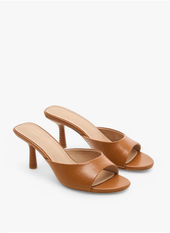فلورا بيلا من شو إكسبرس Solid Slip-On Sandals with Flared Heel