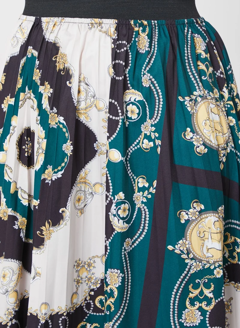 ELLA Printed Skirt With Pleats