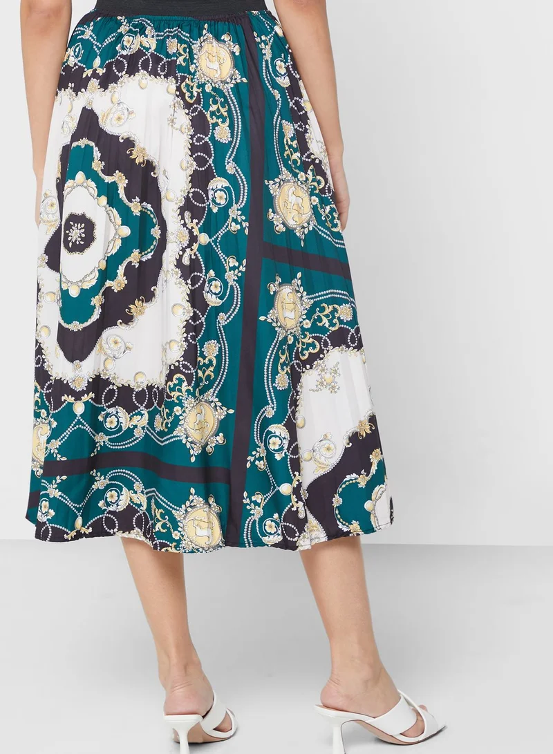 ELLA Printed Skirt With Pleats