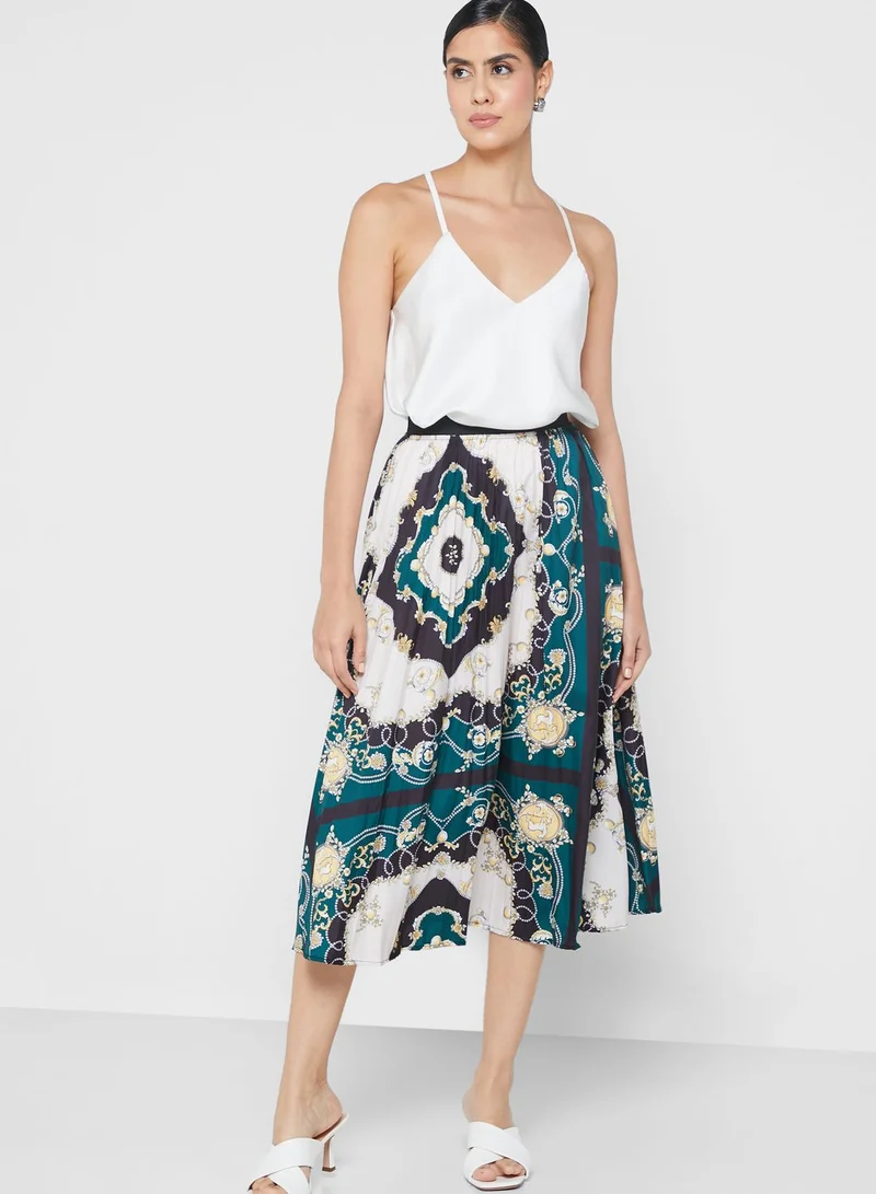 ELLA Printed Skirt With Pleats