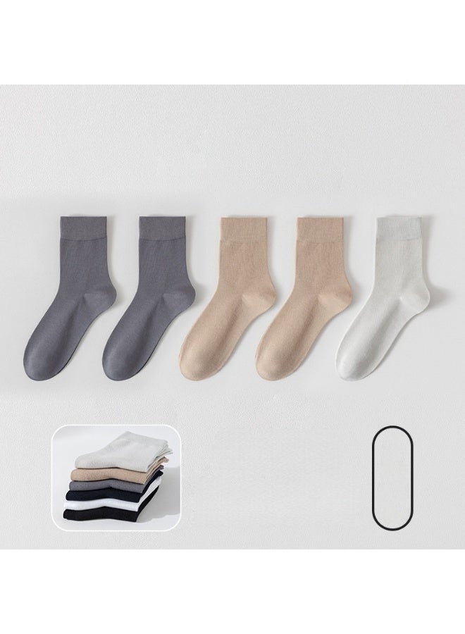 Shougu Summer Thin Men's Business Mid Tube Socks 5 Piece Set 