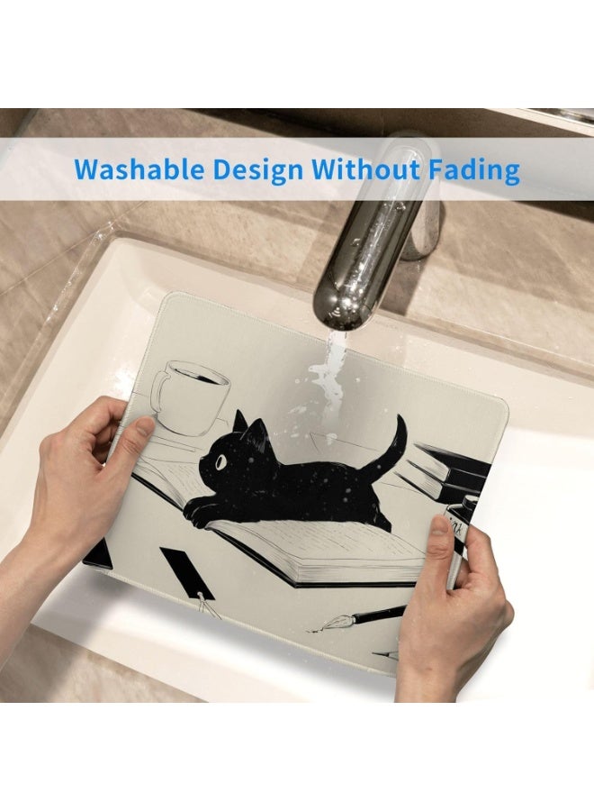jaexest Cute Black Cat Mouse Pad, Kawaii Anime Cat Design Mousepad for Wireless Mouse, Stitched Edge Desk Accessory for Computer, Laptop & Office, Non-Slip Fabric Mouse Mat for Home & Work - Image 4