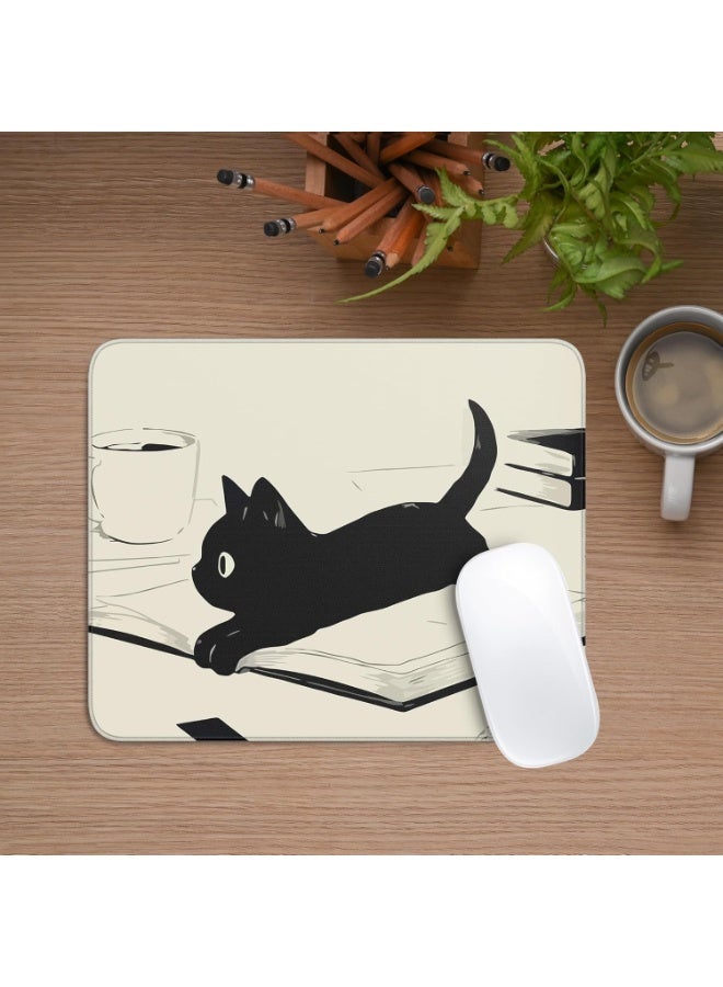 jaexest Cute Black Cat Mouse Pad, Kawaii Anime Cat Design Mousepad for Wireless Mouse, Stitched Edge Desk Accessory for Computer, Laptop & Office, Non-Slip Fabric Mouse Mat for Home & Work - Image 3