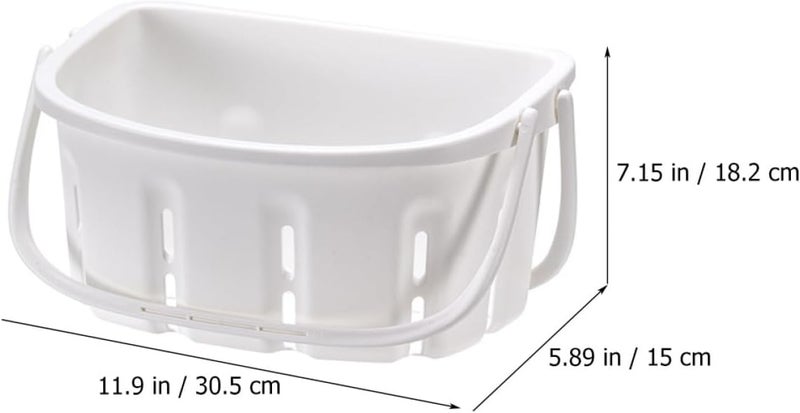 Portable Shower Basket Bathroom Holder with Handle, White Pp Handheld Toiletries Storage Basket for Home Bath and Travel - Image 2