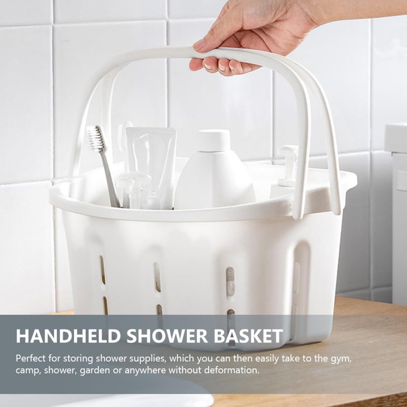 Portable Shower Basket Bathroom Holder with Handle, White Pp Handheld Toiletries Storage Basket for Home Bath and Travel - Image 5