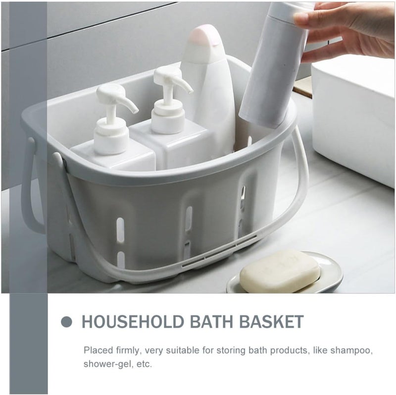 Portable Shower Basket Bathroom Holder with Handle, White Pp Handheld Toiletries Storage Basket for Home Bath and Travel - Image 4