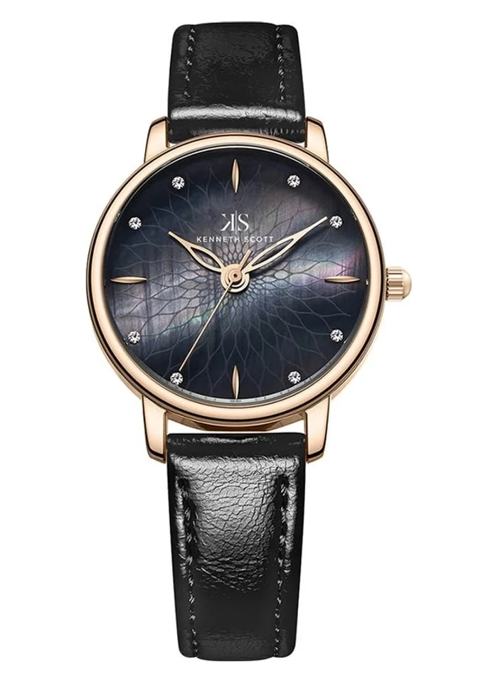 كينيث سكوت Kenneth Scott K22524-KLBMB Women's Analog Display Watch & Polyurethane Strap Black