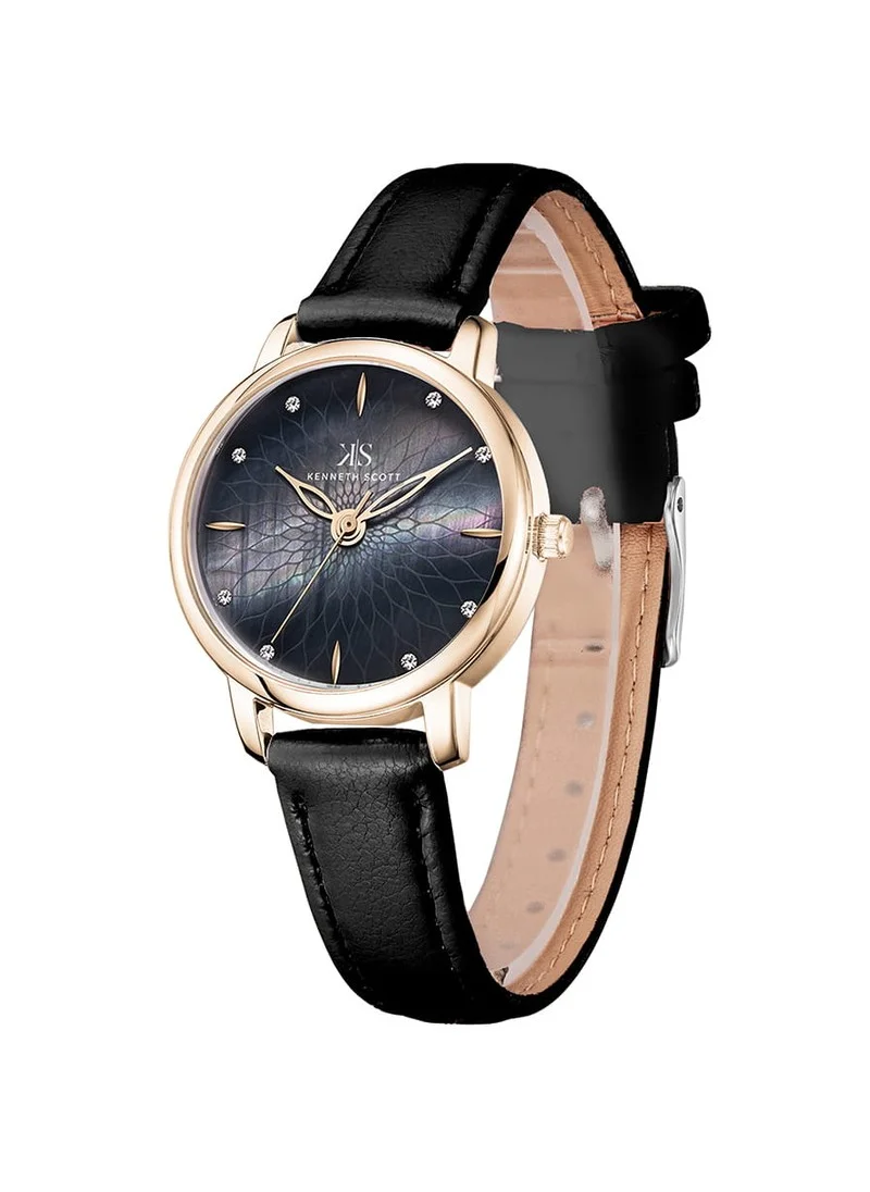كينيث سكوت Kenneth Scott K22524-KLBMB Women's Analog Display Watch & Polyurethane Strap Black