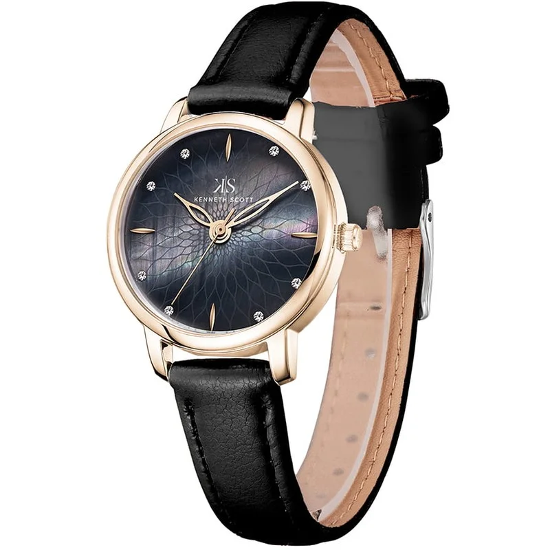 KENNETH SCOTT Kenneth Scott K22524-KLBMB Women's Analog Display Watch & Polyurethane Strap Black