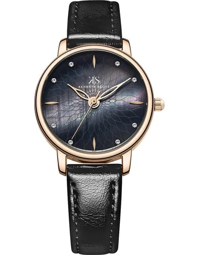 KENNETH SCOTT Kenneth Scott K22524-KLBMB Women's Analog Display Watch & Polyurethane Strap Black