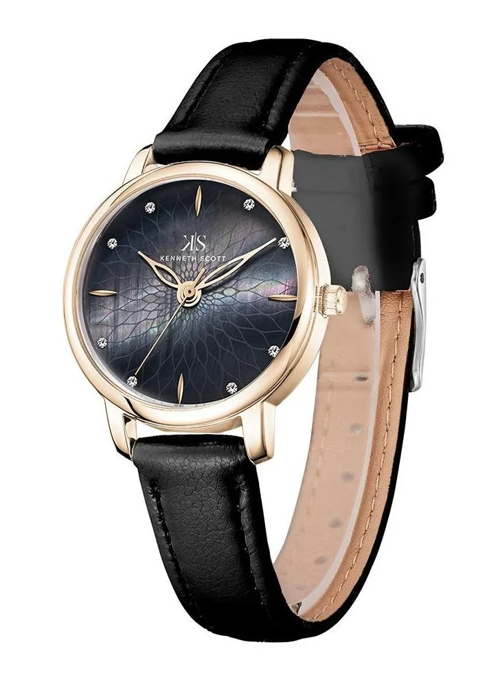 كينيث سكوت Kenneth Scott K22524-KLBMB Women's Analog Display Watch & Polyurethene Strap Black