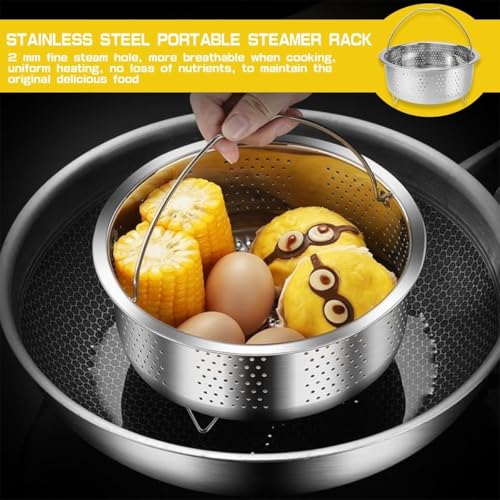 Alark Steamer Basket Metal Insert Steaming Rack For Rice Cooker Steamer Basket With Handle For Vegetables, Fish, Seafood Cooking Warmer Kitchen Strainer Kitchen Cookware Silver [20 x 20 x 8 CM] - Image 4
