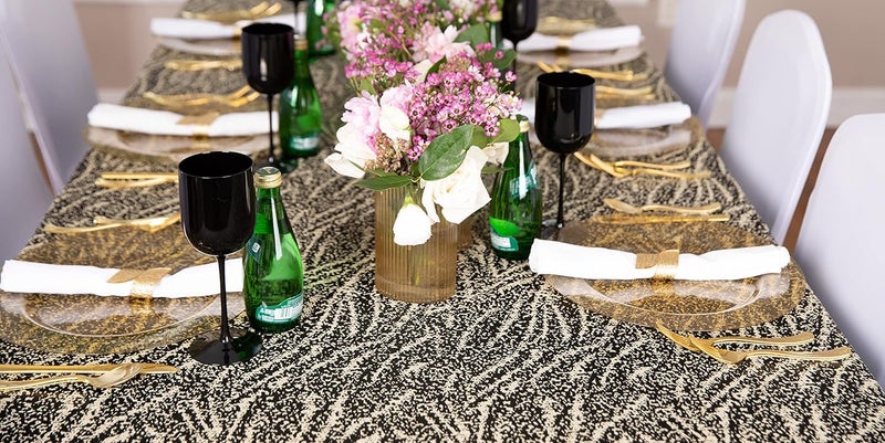 Party Bargains أطباق شحن بلاستيكية 13 بوصة من بارغينز الحفلات، قطرات شفافة ذهبية، عبوة 8 - Image 3