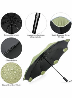 SYOSI Rounded-Corner Folding Umbrella, Compact Windproof Travel Umbrellas for Rain, UV Protection, Sun and Rain Umbrella with 8 Ribs  - Image 3
