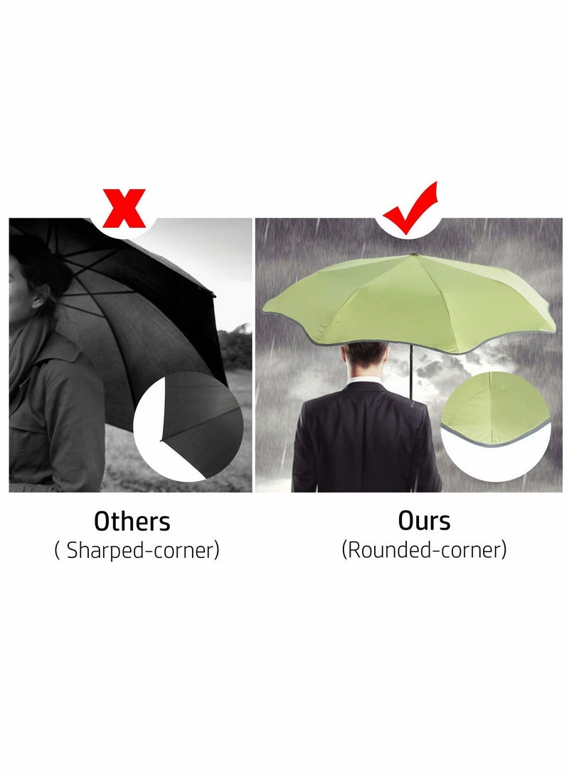 SYOSI - Rounded-Corner Folding Umbrella, Compact Windproof Travel Umbrellas for Rain, UV Protection, Sun and Rain Umbrella with 8 Ribs - Image 1