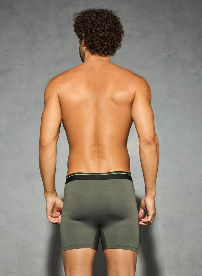 Technosport Technosport Olive Solid 4-Way Stretch Trunks
