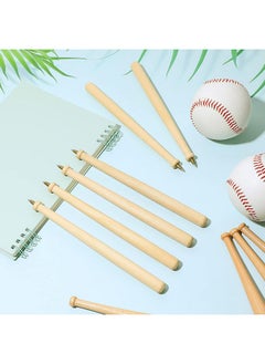 Zonon 15 Pieces Wood Baseball Bat Pens Black Ink Brown Ball Wood Bat Writing Pens Baseball Birthday Party Sports Party Favors Supplies Goodie Bag Fillers Rewards Christmas Stationery Gift  - Image 3