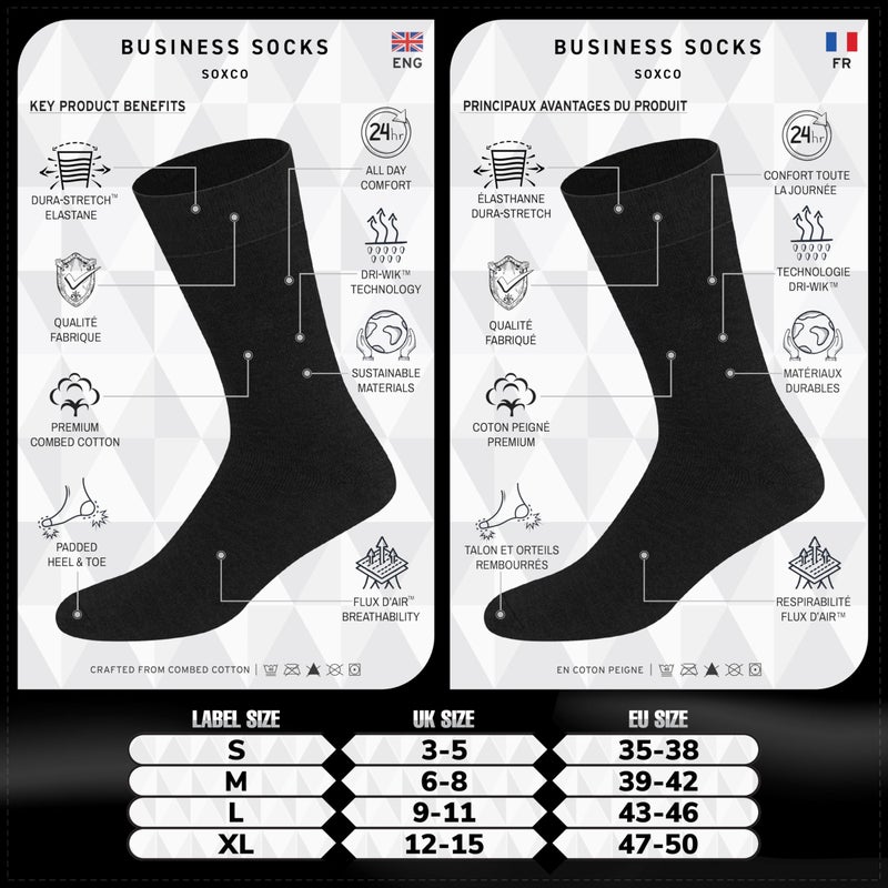 SOXCO Men's Crew Socks US 9-12 Black, Pack of 12 Pairs - Image 3