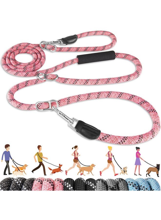 لوكوفي مقود الكلب بدون استخدام اليدين من Lukovee، مقود تدريب الكلاب قابل للتعديل بطول 10 أقدام، مقود نايلون شديد التحمل بسمك 1/2 بوصة بدون سحب للكلاب الكبيرة والمتوسطة، مقود خصر عاكس خالٍ من التشابك للمشي والجري، وردي - Image 1