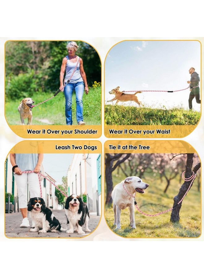 لوكوفي مقود الكلب بدون استخدام اليدين من Lukovee، مقود تدريب الكلاب قابل للتعديل بطول 10 أقدام، مقود نايلون شديد التحمل بسمك 1/2 بوصة بدون سحب للكلاب الكبيرة والمتوسطة، مقود خصر عاكس خالٍ من التشابك للمشي والجري، وردي - Image 4