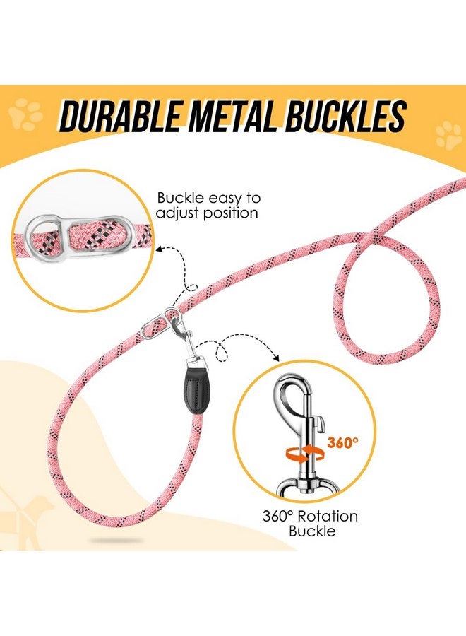 لوكوفي مقود الكلب بدون استخدام اليدين من Lukovee، مقود تدريب الكلاب قابل للتعديل بطول 10 أقدام، مقود نايلون شديد التحمل بسمك 1/2 بوصة بدون سحب للكلاب الكبيرة والمتوسطة، مقود خصر عاكس خالٍ من التشابك للمشي والجري، وردي - Image 2