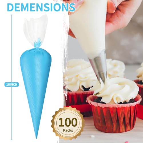 Azzuro Piping Bags Disposable 16 Inch, 100PCS Extra Thick Pastry Icing Piping Bags for Cake & Cookie, Non-Slip Anti-Burst Cake Frosting Decorating Bags Easy to Squeeze - Image 4