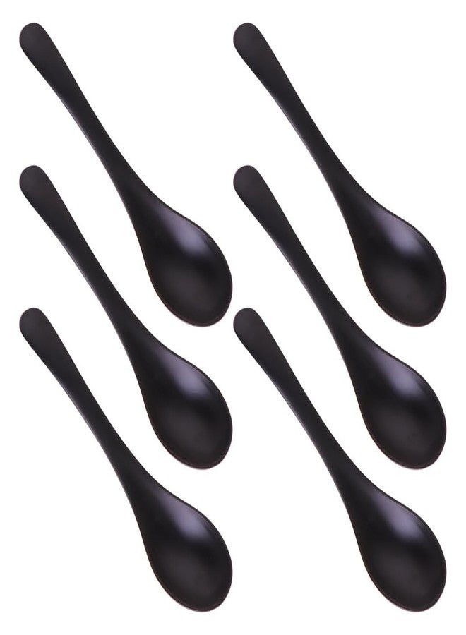 HOLIDYOYO 6PCS Black Asian Soup Spoons Coffee Stir Dinnerware Sauce Spoon for Ramen, Miso, Wonton, and Desserts - Image 1