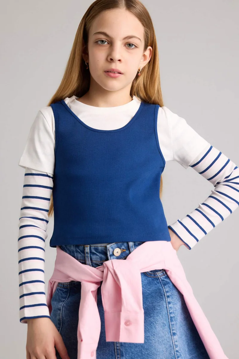 ديفاكتو Girl Ribbed Camisole T-Shirt