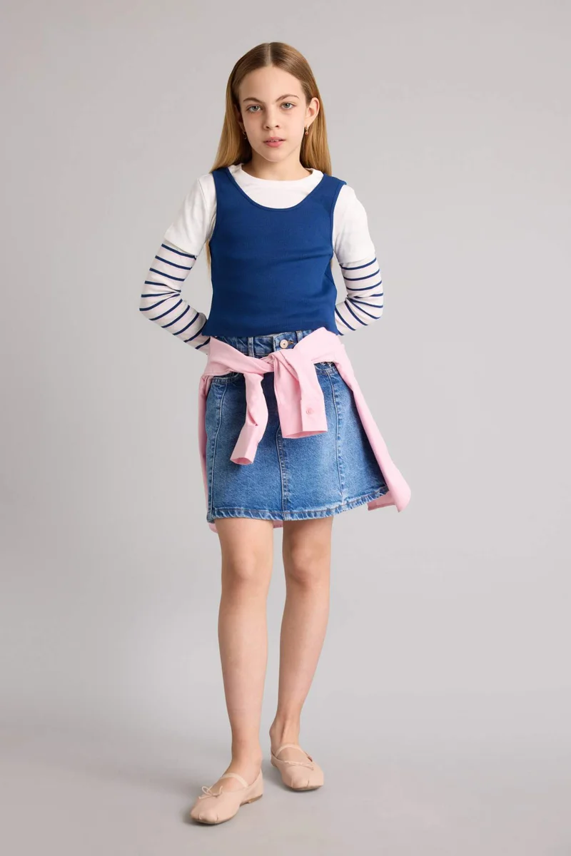 ديفاكتو Girl Ribbed Camisole T-Shirt