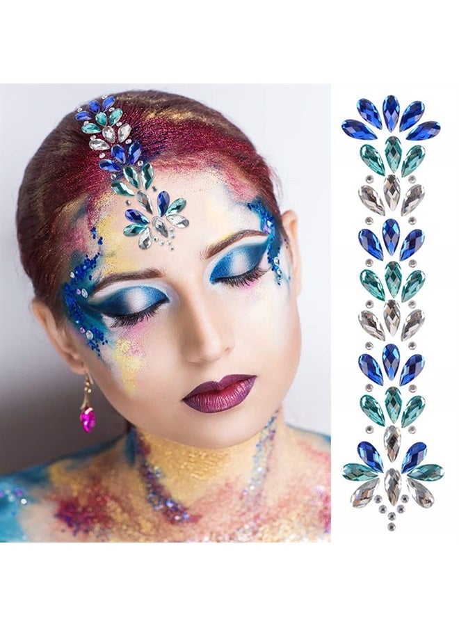 Leoars Rhinestone Hair Gems Tattoo, Festival BodyJewels Tattoo Sticker, Crystals Hair Gems Rainbow Bindi Body Jewelry, Mermiad Hair Face Forehead Gem Makeup for Festival Rave Party Outfit - Image 2