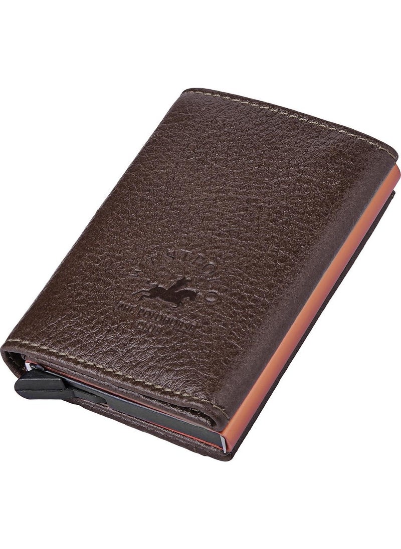 Louisiana Polo - Mechanism Card Holder Genuine Leather Brown 5540 - Image 1