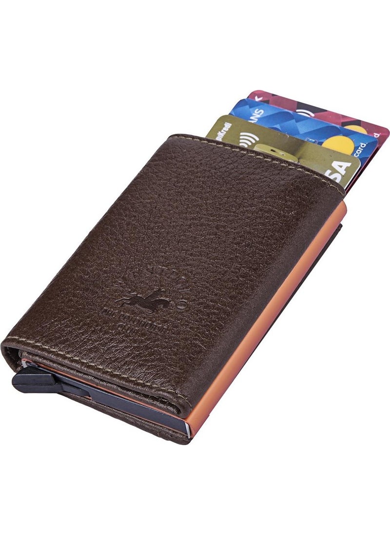 Louisiana Polo - Mechanism Card Holder Genuine Leather Brown 5540 - Image 1