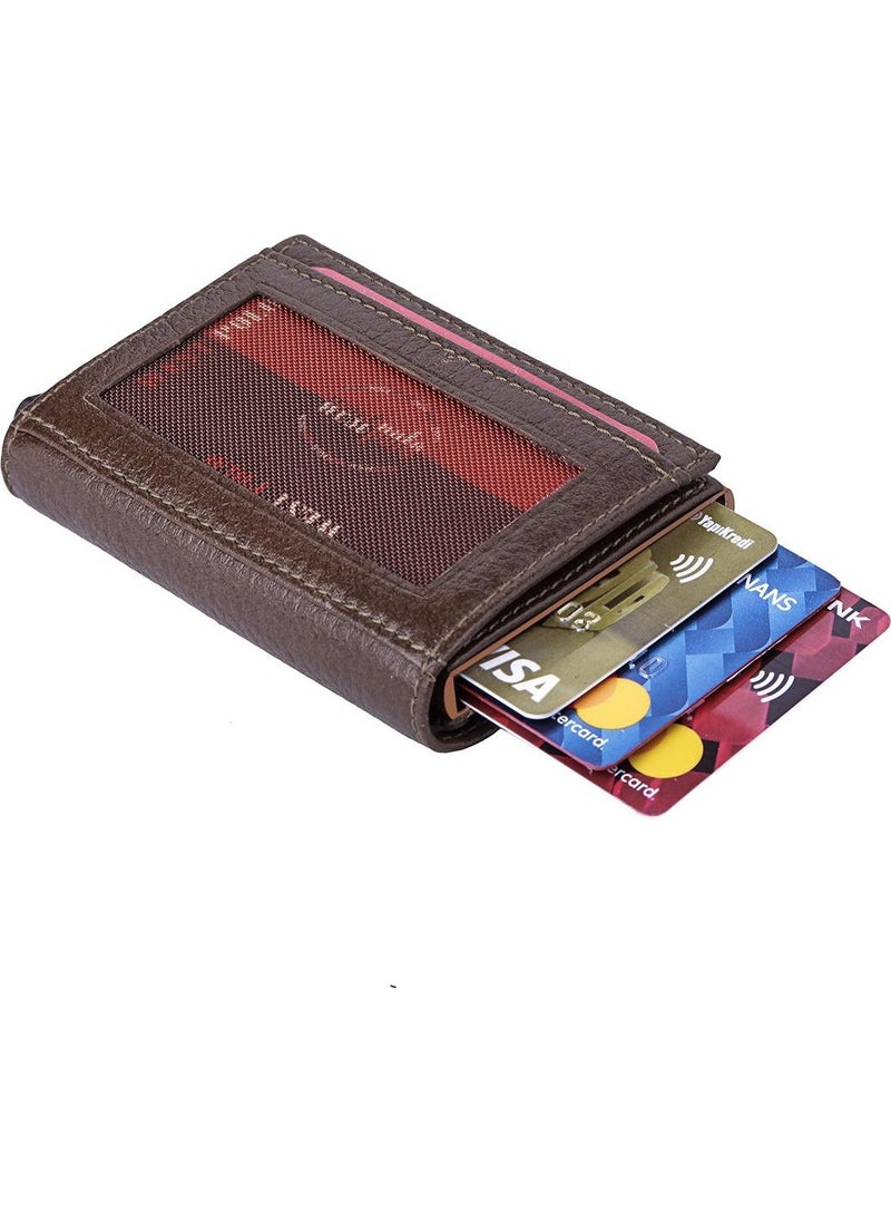 Louisiana Polo - Mechanism Card Holder Genuine Leather Brown 5540 - Image 1