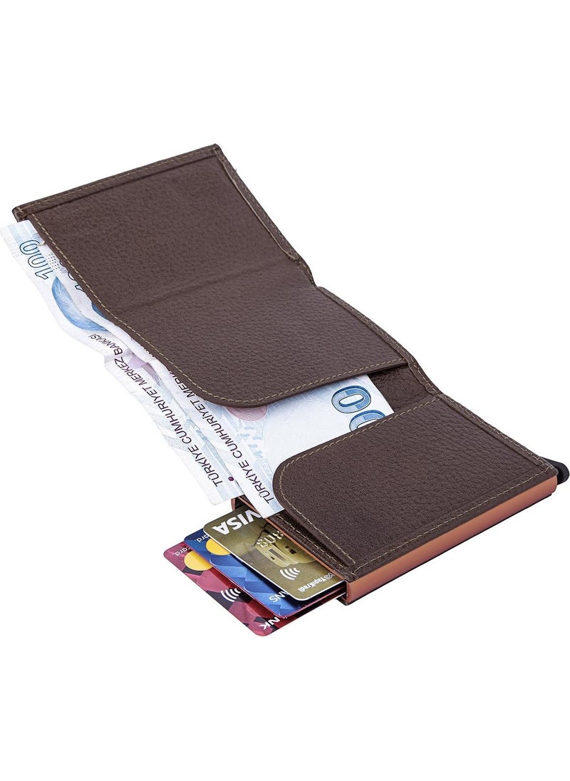 Louisiana Polo - Mechanism Card Holder Genuine Leather Brown 5540 - Image 1